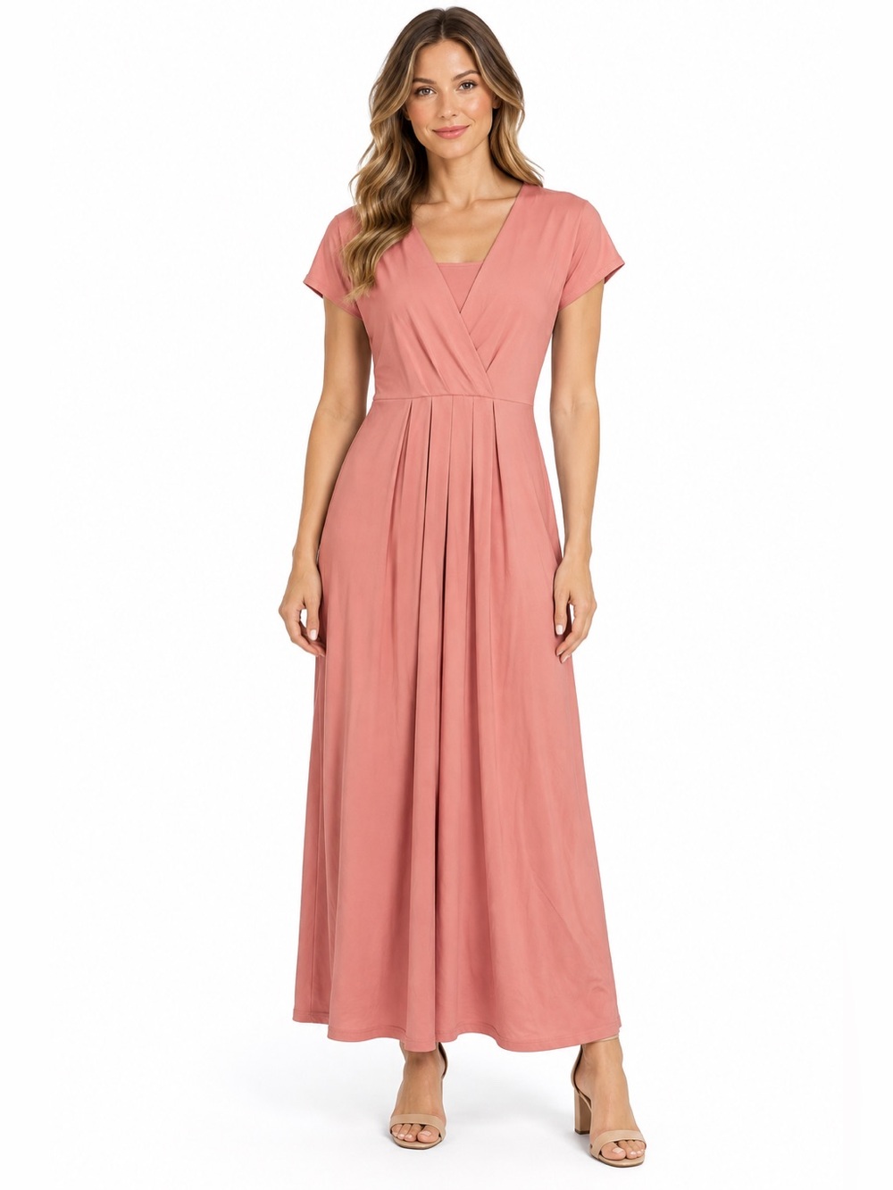 HALARA Size Large Dusty Rose Pink Maxi Wrap Dress